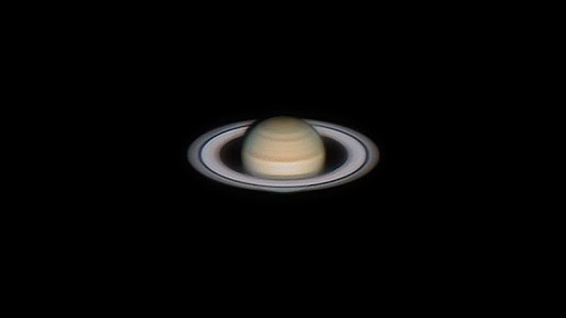 Saturn mit Ringsystem, Aufnahme von Carlos Malagon mit Omegon Pro RC, ZWO ASI 224MC, 2x Barlow